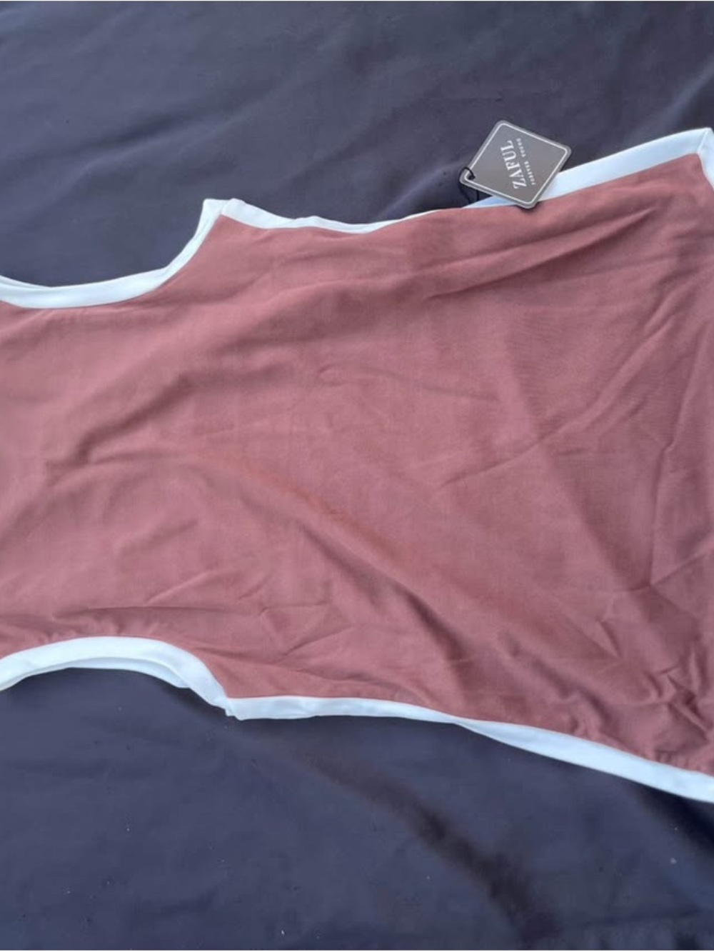 Zaful Dusty Rose Tank with White Trim